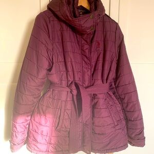 Women’s US Polo Association Winter Jacket XL with removable hood & belt.